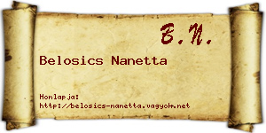 Belosics Nanetta névjegykártya